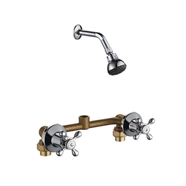 Chrome Double Cross Handle Shower Faucet