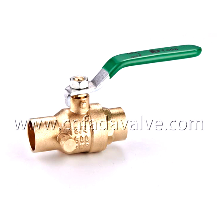 Fada® No-Lead Brass Solder End Ball Valve, Sweat X Sweat, With Drain/vent