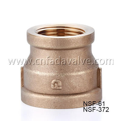 Reducing Coupling, Red Brass Pipe Fitting/ Female