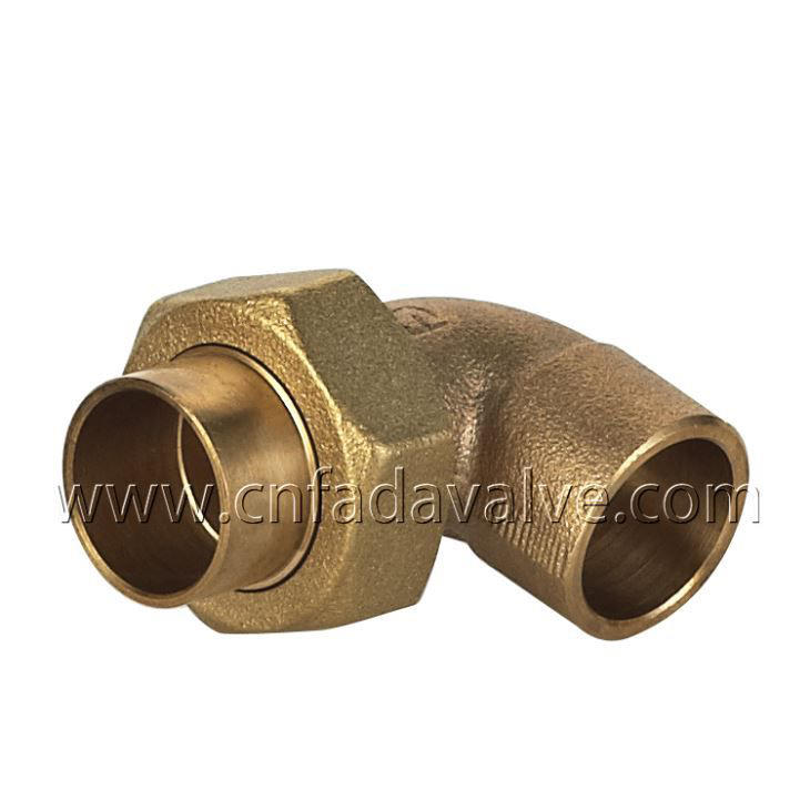 Bronze 90° Elbow Union, Solder X Solder, Three Pieces