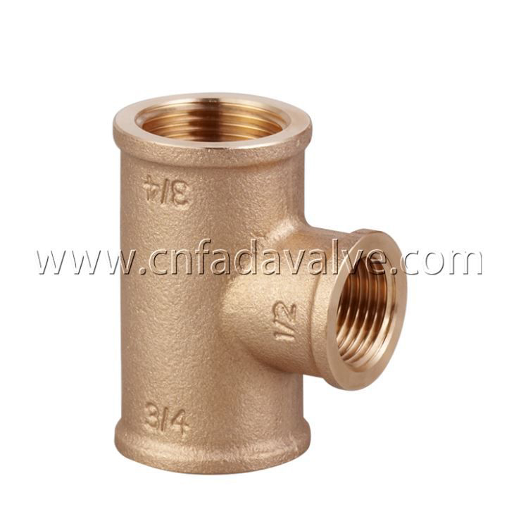 Threaded Cast Bronze Reducing Tee, FNPT X FNPT X FNPT